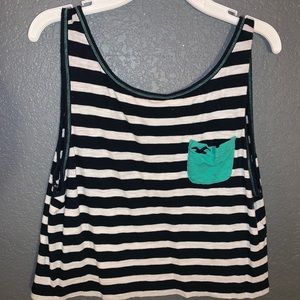 White and navy crop tank